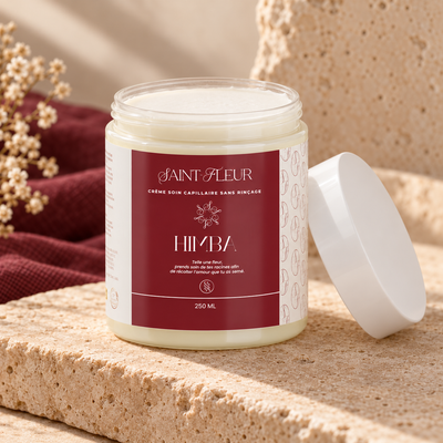 HIMBA 250 ml — pot ouvert et aperçu discret de sa texture blanche compacte